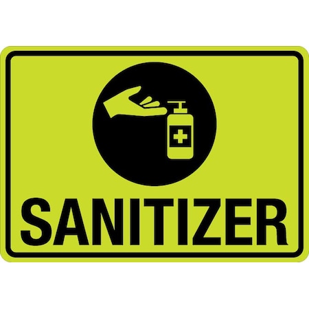 Lyle Sign, Sanitizer (W Sym), LCUV-0063ST-RA_10x7 HiVis Reflective Aluminum Sign  Sanitizer (W Sym) LCUV-0063ST-RA_10x7